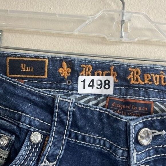 Rock Revival Yui Wash Embellished Stretch Denim Bootcut Jeans Women Size 31X32 - Picture 7 of 15